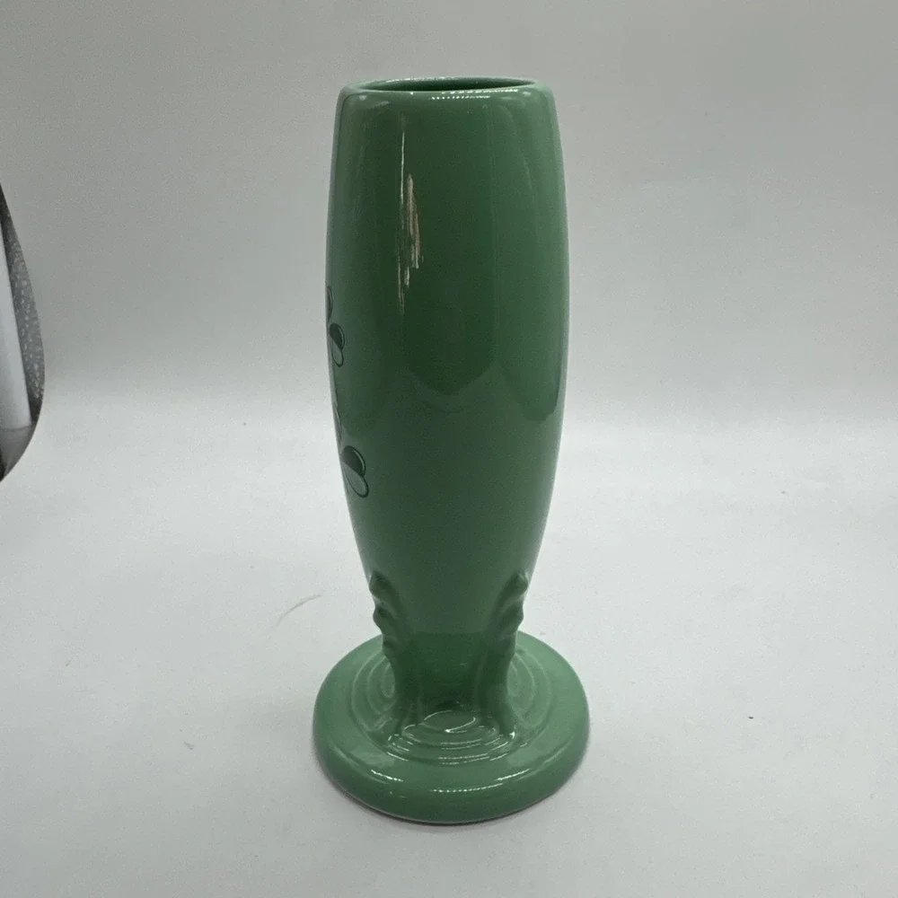 Fiesta Seamist Green Clover Bud Vase Homer Laughlin Ceramic Flower Holder